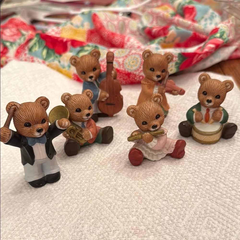 Homco Brown and Tan Teddy Bear Decor Accents (Six Piece Set)